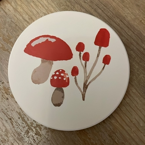 Mushroom Coaster Set of 4 Prima Design Stone Cork Backing - Picture 4 of 7